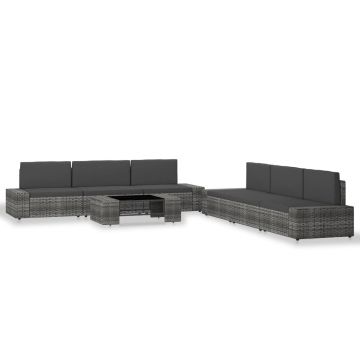 Set mobilier de grădină 7 piese gri poliratan
