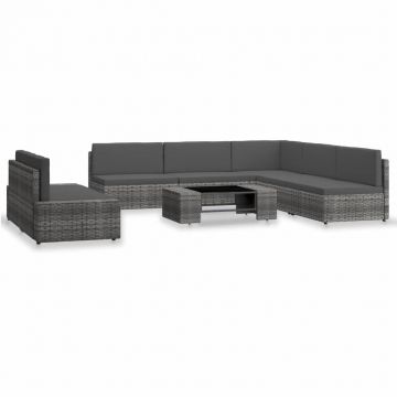 Set mobilier de grădină 7 piese gri poliratan