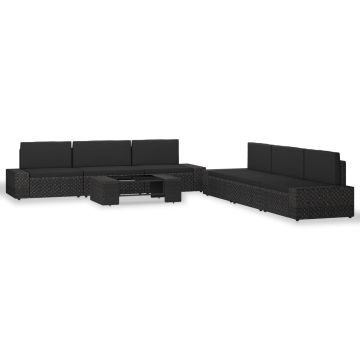 Set mobilier de grădină 7 piese negru poliratan
