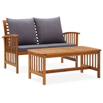Set mobilier de grădină cu perne 2 piese lemn masiv de acacia