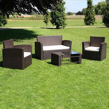 Set mobilier de grădină cu perne 4 piese maro poliratan