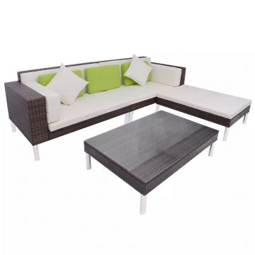 Set mobilier de grădină cu perne 4 piese maro poliratan