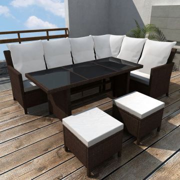 Set mobilier de grădină cu perne 4 piese maro poliratan