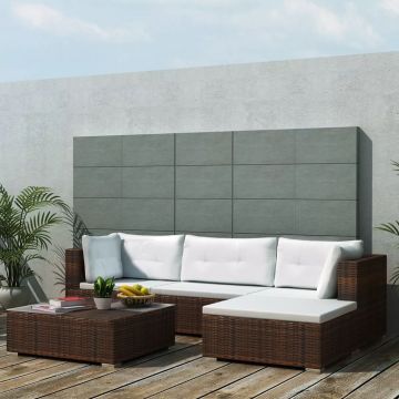 Set mobilier de grădină cu perne 5 piese maro poliratan