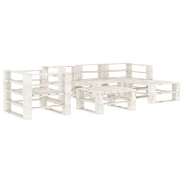Set mobilier de grădină din paleți 6 piese alb lemn