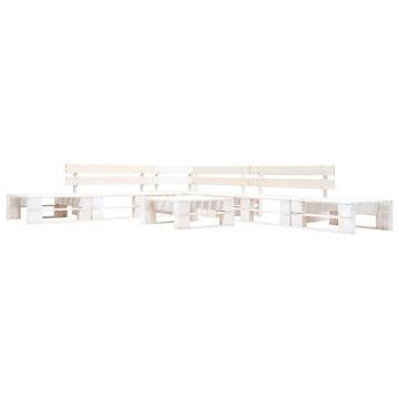 Set mobilier de grădină din paleți 6 piese alb lemn