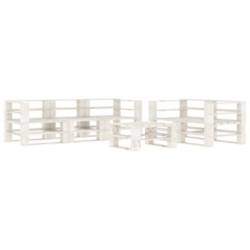Set mobilier de grădină din paleți 6 piese alb lemn