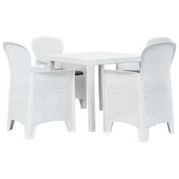 Set mobilier exterior 5 piese alb plastic aspect ratan