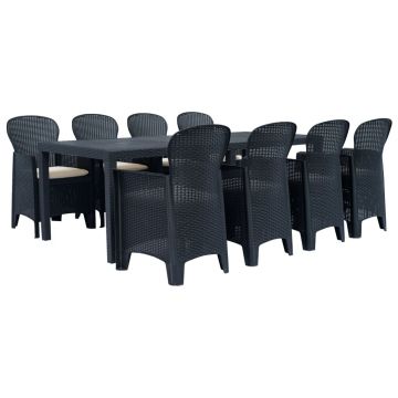Set mobilier exterior 9 piese antracit plastic aspect ratan