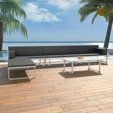 Set mobilier grădină 5 piese negru textilenă și aluminiu