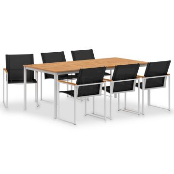 Set mobilier grădină 7 piese lemn masiv tec & oțel inoxidabil