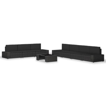 Set mobilier grădină 8 piese negru poliratan