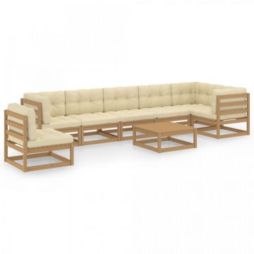 Set mobilier grădină cu perne, 8 piese, lemn masiv pin