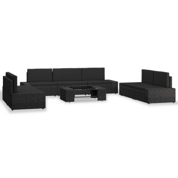 Set mobilier grădină din poliratan 8 piese negru