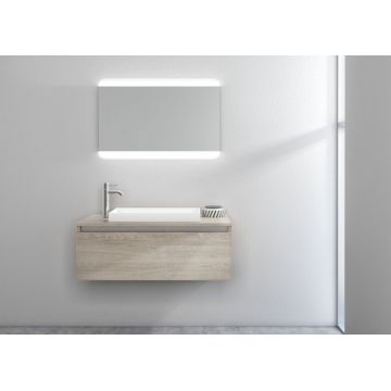 Set de baie cu 3 piese PERTH, Melamina Aluminiu Abs Sticla Rasina Metal, Maro, 100x45x190 cm