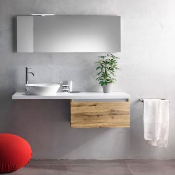 Set de baie cu 6 piese PERTH, Melamina Aluminiu Abs Sticla Ceramica Metal, Gri, 142x46x190 cm