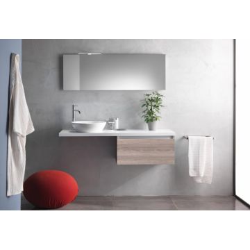 Set de baie cu 6 piese PERTH, Melamina Aluminiu Abs Sticla Ceramica Metal, Maro, 142x46x190 cm