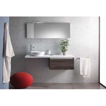 Set de baie cu 6 piese PERTH, Melamina Aluminiu Abs Sticla Ceramica Metal, Maro inchis, 142x46x190 cm