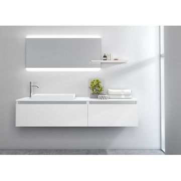 Set de baie cu 6 piese PERTH, Melamina Aluminiu Abs Sticla Rasina Metal, Alb, 170x45x190 cm