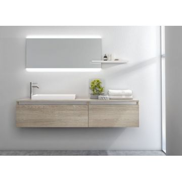 Set de baie cu 6 piese PERTH, Melamina Aluminiu Abs Sticla Rasina Metal, Maro, 170x45x190 cm