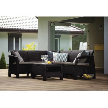 Set de mobilier gradina maro-bej Keter Corfu Relax