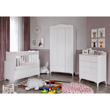 Set de mobilier pentru camera bebelusului Patara, Alb, 55x91x103 cm