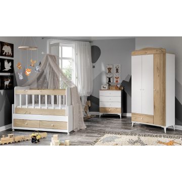 Set de mobilier pentru camera bebelusului Sansa Eko - Oak, Stejar, 95x65x130 cm