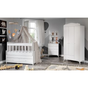 Set de mobilier pentru camera bebelusului Sansa Eko - White, Alb, 95x65x130 cm