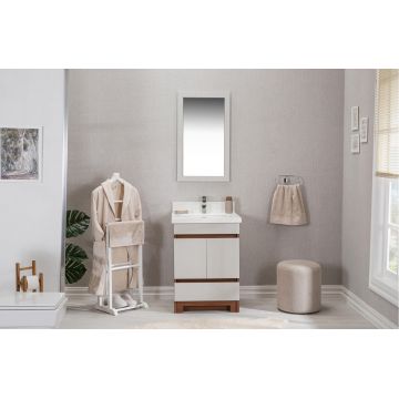 Set mobilier de baie (2 piese) Echo 24 - Cream, Crem, 60x86x54 cm