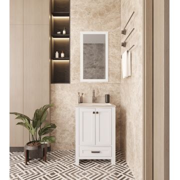 Set mobilier de baie (2 piese) Erie 24 - White, Alb, 60x86x54 cm