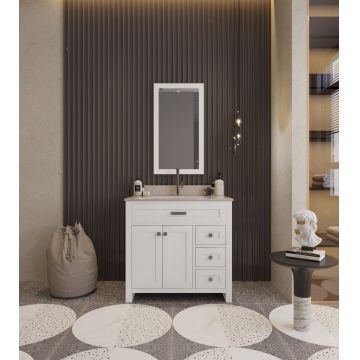 Set mobilier de baie (2 piese) Erie 36 - White, Alb, 90x86x54 cm