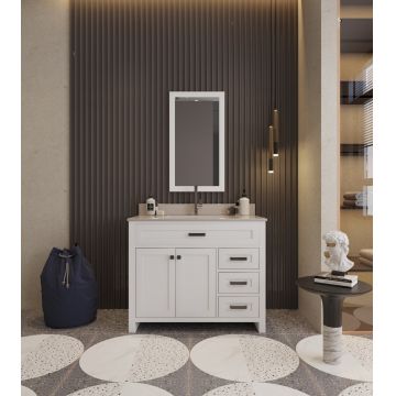 Set mobilier de baie (2 piese) Erie 42 - White, Alb, 105x86x54 cm