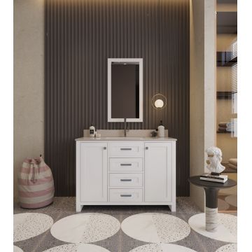 Set mobilier de baie (2 piese) Erie 48 - White, Alb, 120x86x54 cm