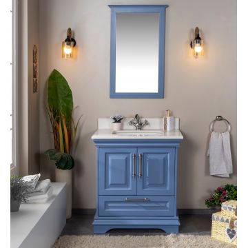 Set mobilier de baie (2 piese) Huron 30 - Blue, Albastru, 75x86x54 cm