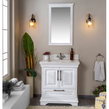 Set mobilier de baie (2 piese) Huron 30 - White, Alb, 75x86x54 cm