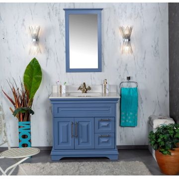 Set mobilier de baie (2 piese) Huron 36 - Blue, Albastru, 90x86x54 cm