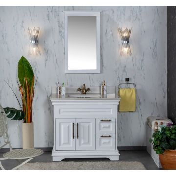 Set mobilier de baie (2 piese) Huron 36 - White, Alb, 90x86x54 cm