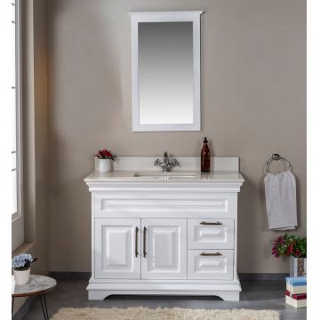 Set mobilier de baie (2 piese) Huron 42 - White, Alb, 105x86x54 cm
