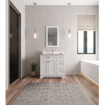 Set mobilier de baie (2 piese) Yellowstone 36 - White, Alb, 90x86x54 cm
