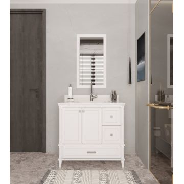Set mobilier de baie (2 piese) Yukon 36 - White, Alb, 90x86x54 cm