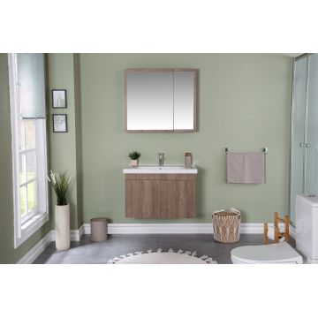 Set mobilier de baie (3 piese) Bryce 80 - Brown, Maro, 80x50x48 cm