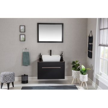Set mobilier de baie (3 piese) Crater 80 - Black, Negru, 80x50x50 cm