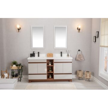 Set mobilier de baie (3 piese) Echo 60 - Cream, Crem, 150x86x54 cm