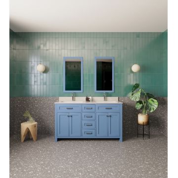 Set mobilier de baie (3 piese) Erie 60 - Blue, Albastru, 150x86x54 cm