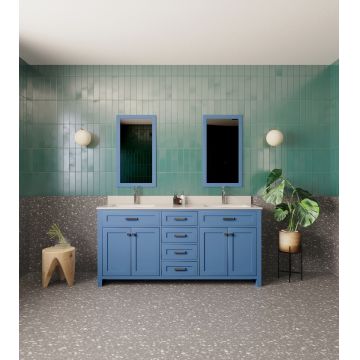 Set mobilier de baie (3 piese) Erie 72 - Blue, Albastru, 180x86x54 cm