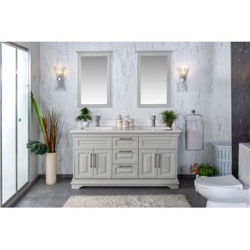 Set mobilier de baie (3 piese) Huron 60 - Grey, Gri, 150x86x54 cm
