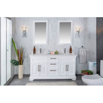Set mobilier de baie (3 piese) Huron 60 - White, Alb, 150x86x54 cm