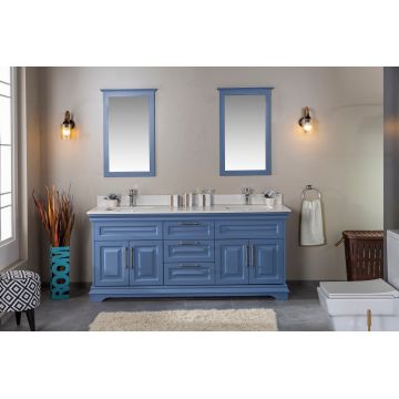 Set mobilier de baie (3 piese) Huron 72 - Blue, Albastru, 180x86x54 cm