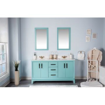 Set mobilier de baie (3 piese) Michigan 60 - Turquoise, Turcoaz, 150x86x54 cm