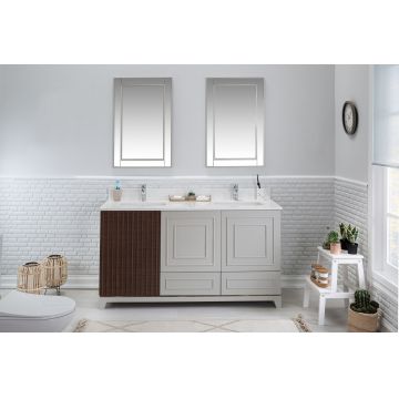 Set mobilier de baie (3 piese) Ohio 60 - Grey, Gri, 150x86x54 cm